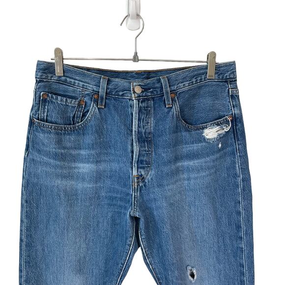 LEVI'S PREMIUM 501 Skinny Jeans High Rise Distressed Sansome Street 32 Grunge - Picture 4 of 13